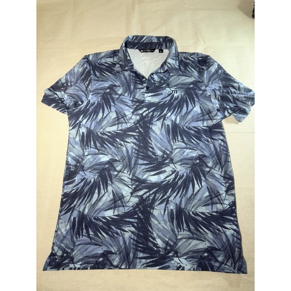 Travis Mathew Men's Polo Golf Shirt Size XL Blue Floral